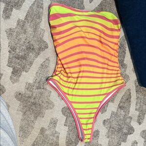 Fashion Nova Neon Pink and Yellow Swimsuit
